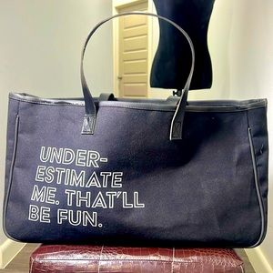 Large Canvas Tote Bag with Leather Handles- Underestimate me by Slant collection